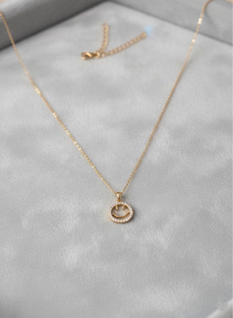 FLUFFY Dainty Gold Emoji Face Necklace for Women - Image 2