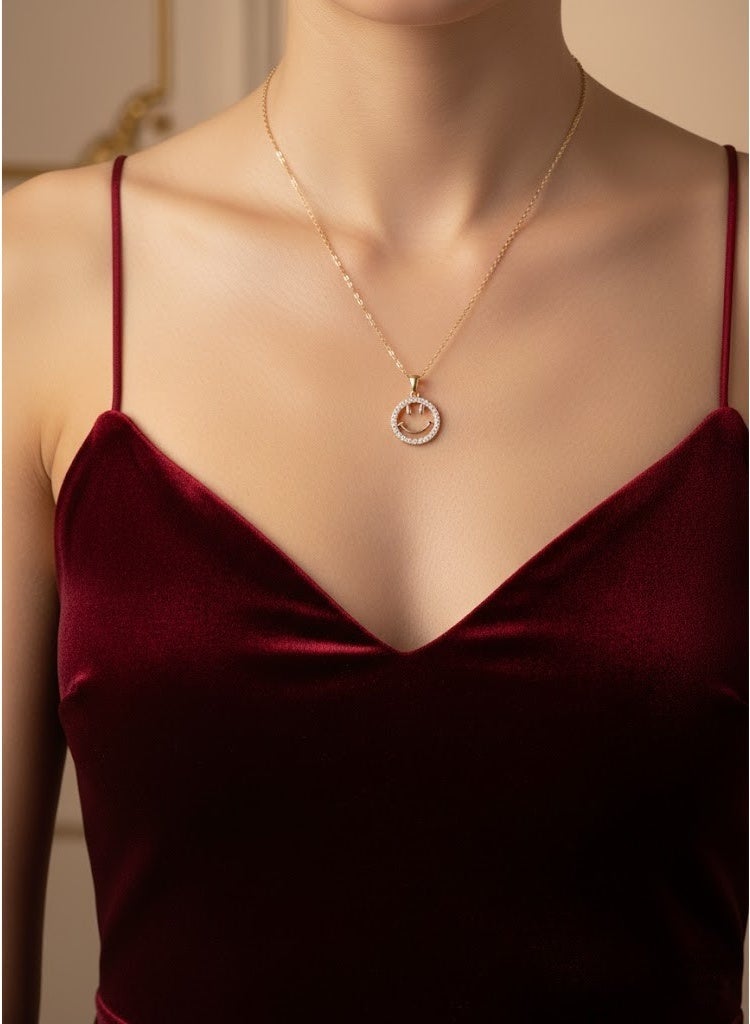 FLUFFY Dainty Gold Emoji Face Necklace for Women - Image 3