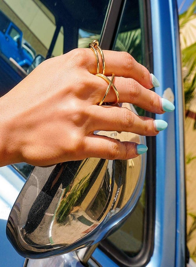 Jinbaoying Gold Rings for Women Girl Statement Fashion Rings Gold Plated Stainless Steel Engagement Promise Knot Love Rings (Gold, 9) - Image 5