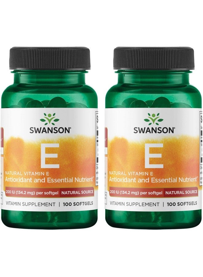 Swanson Natural Vitamin E - Natural Supplement Supporting Heart Health & Tissue Protection - Essential Nutrient Promoting Overall Health & Wellness - (100 Softgels, 200IU Each) (2 Pack) - Image 1