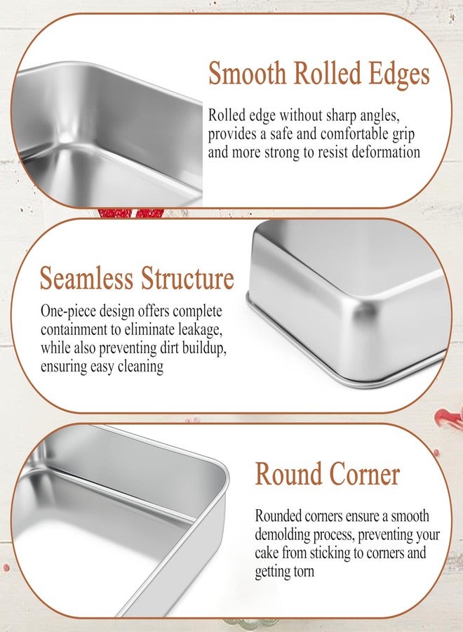 LIANYU Baking Pan Set of 2, 12⅓ x 9¾ x 2 Inch Cake Lasagna Brownies Casseroles Pan, Rectangle Stainless Steel Bakeware Set for Baking Roasting Toaster Oven, Dishwasher Safe - Image 3