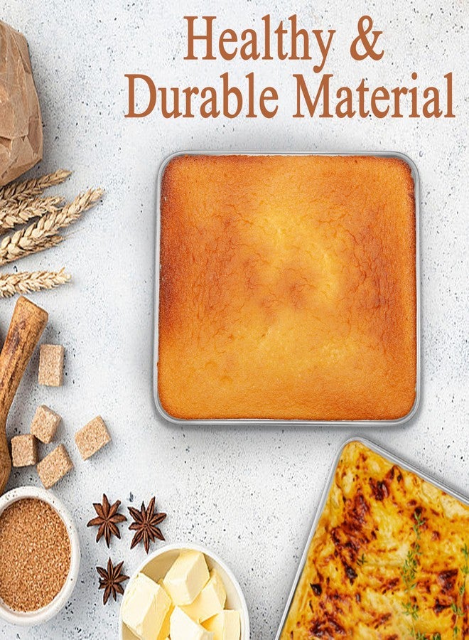LIANYU Baking Pan Set of 2, 12⅓ x 9¾ x 2 Inch Cake Lasagna Brownies Casseroles Pan, Rectangle Stainless Steel Bakeware Set for Baking Roasting Toaster Oven, Dishwasher Safe - Image 4