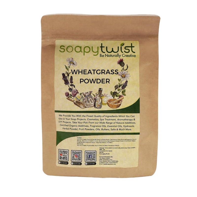Soapy Twist Wheatgrass Powder 100g for Face Pack Lip Scrub Body Scrub - Image 1