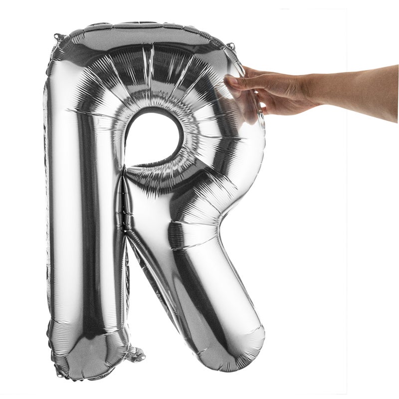 Restaurantware-Balloonify 40 Inch Letter Balloon, 1 Large Alphabet Party Balloon - Letter R, Self-Sealing, Silver Foil Mylar Balloon, Hanging Loop, Decoration For Birthday, Wedding, Or Graduation - Image 2