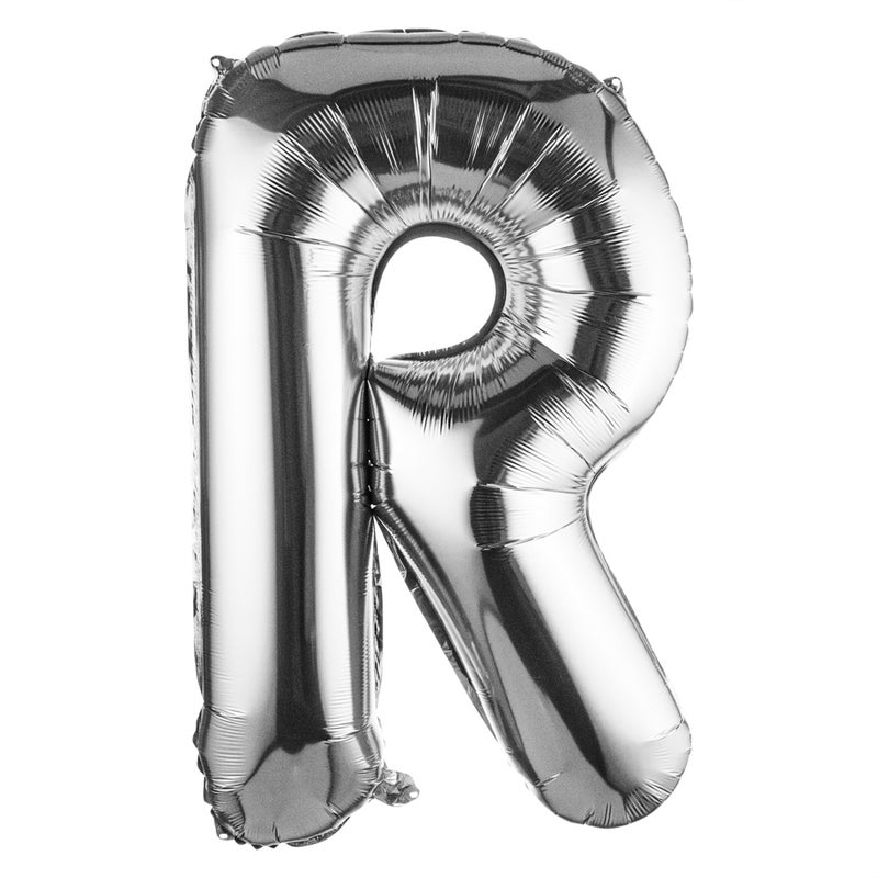 Restaurantware-Balloonify 40 Inch Letter Balloon, 1 Large Alphabet Party Balloon - Letter R, Self-Sealing, Silver Foil Mylar Balloon, Hanging Loop, Decoration For Birthday, Wedding, Or Graduation - Image 1