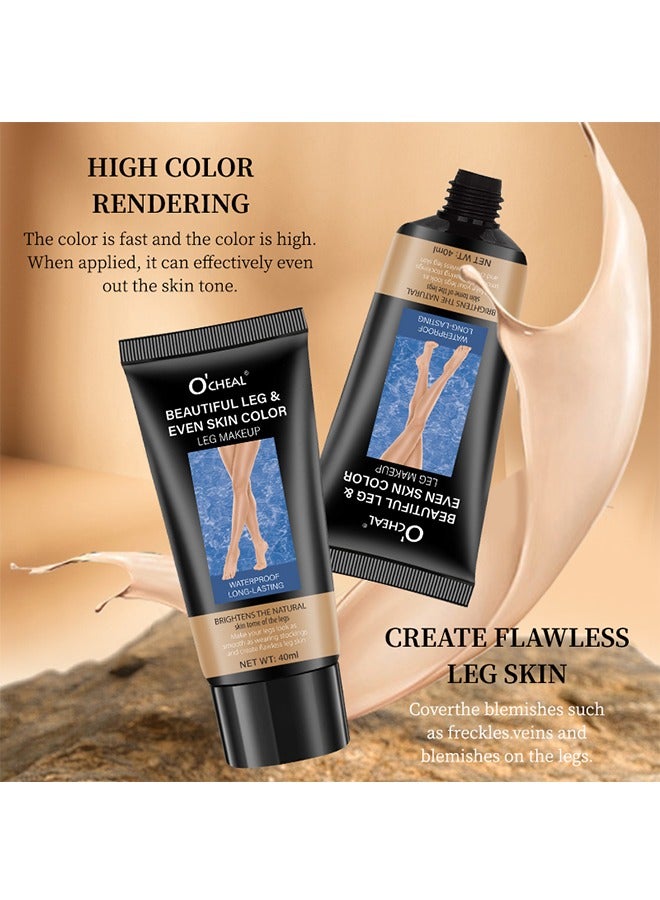 اوكيل جميل الساق وحتى لون البشرة مكياج الساق - مقاوم للماء ، لا نقل ، غطاء وريد الساق مكياج الدوالي للحرارة البشرة السوداء والساق والجسم غطاء المكياج لغطاء الوشم 40 مل - Image 3