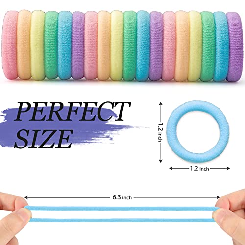 JIRIS Hair Ties for Women And Kids 100PCS Seamless Thick Cotton Hair Band Elastic Baby Hair Ties No Damage Ponytail Holder Multicolor - Image 5