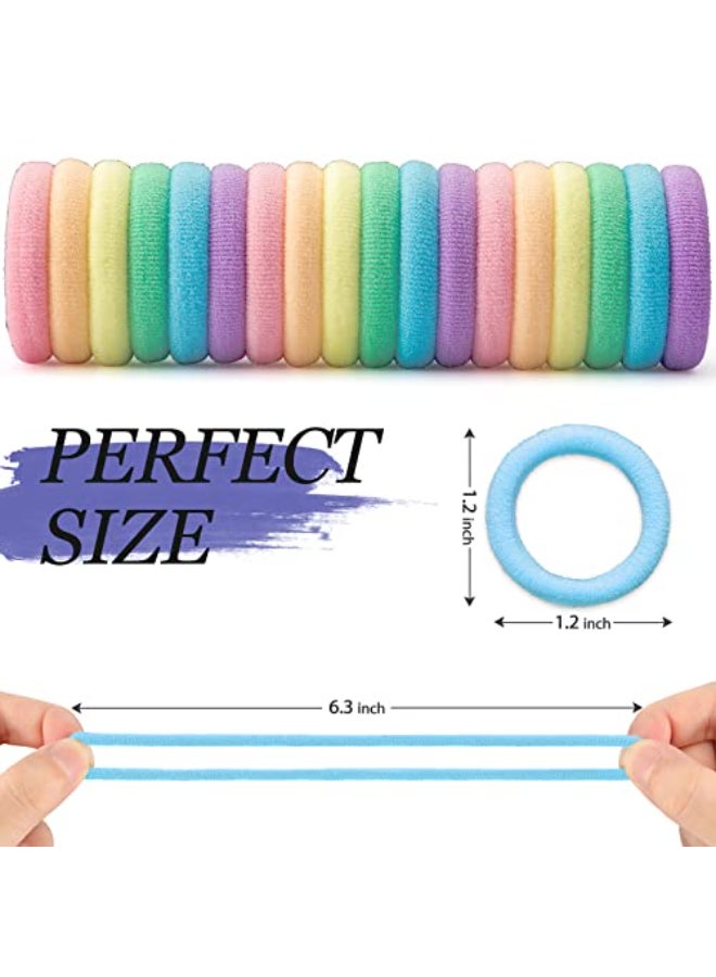 JIRIS Hair Ties for Women And Kids 100PCS Seamless Thick Cotton Hair Band Elastic Baby Hair Ties No Damage Ponytail Holder Multicolor - Image 4
