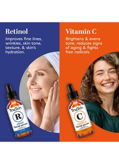 TruSkin TruSkin Face Serum Duo - Retinol Serum for Face & Vitamin C Serum - Anti Aging Skin Care Gift Set for Women - Skin Care for Bright, Smooth, & Firm Skin - 1 fl oz, 2 Bottles  - Image 5