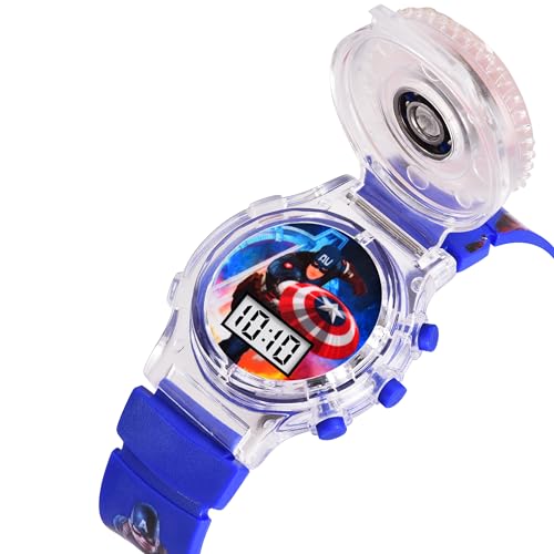 CLOUDWOOD Action Figure Based Rotating Top LED Digital Boys Children Toys Watch for Kids -W104 (Blue) - Image 4
