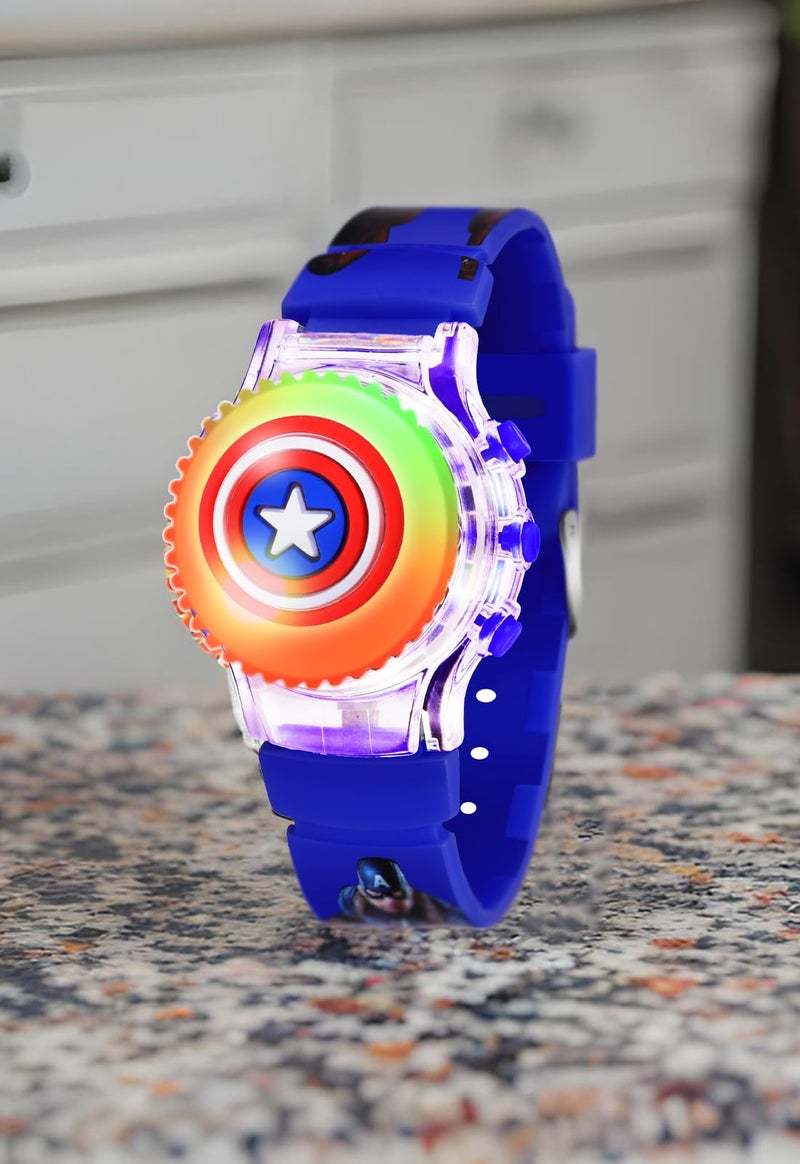 CLOUDWOOD Action Figure Based Rotating Top LED Digital Boys Children Toys Watch for Kids -W104 (Blue) - Image 2