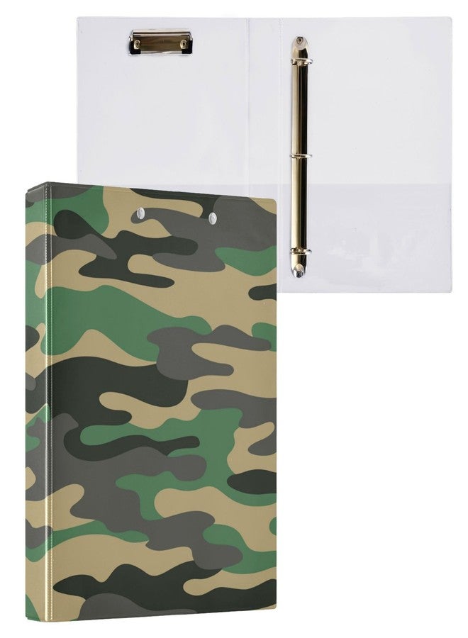 YETTASBIN Camo Texture 3 Round Ring Binders with 3 Interior PVC Clear Pockets, Waterproof Durable Basic Binders with Anti-Slip Metal Clip, Versatile Binders Holds 200 Sheets, 1 Pack - Image 1