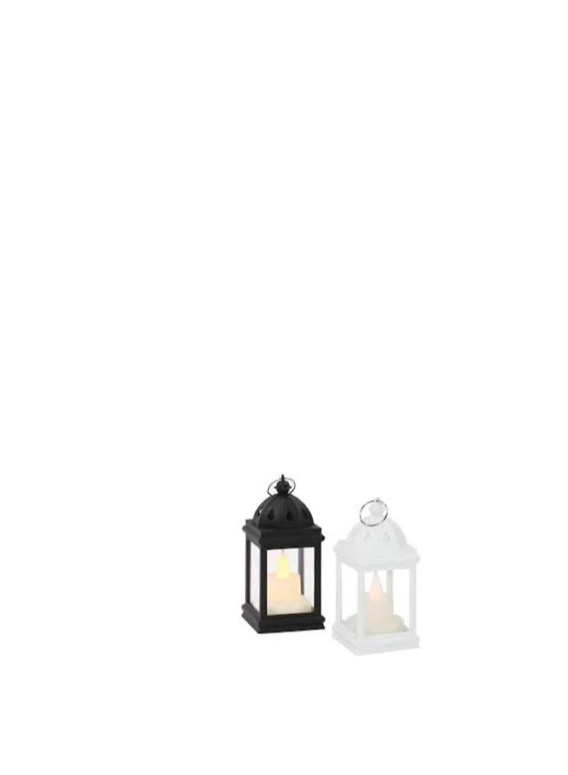 Heavy duty plastic lantern with candle that works with stones, height about 15 cm AB (white) - Image 1