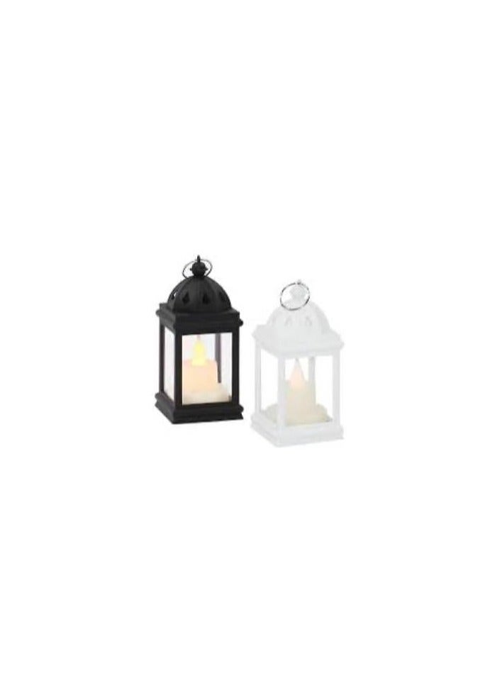 Heavy duty plastic lantern with candle that works with stones, height about 15 cm AB (white) - Image 2