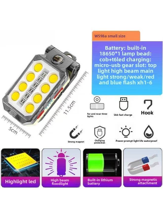 Cross-border New COB Work Light USB Charging LED With Magnet Hook Power Display Emergency Flashlight Inspection Light 