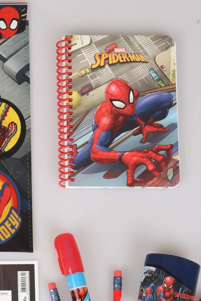 SPIDERMAN Licensed 10 Piece Stationery Set, Snap File, School Label, Memo Pad, 3 Pencils, Pencil Sharpener, Rocket Eraser