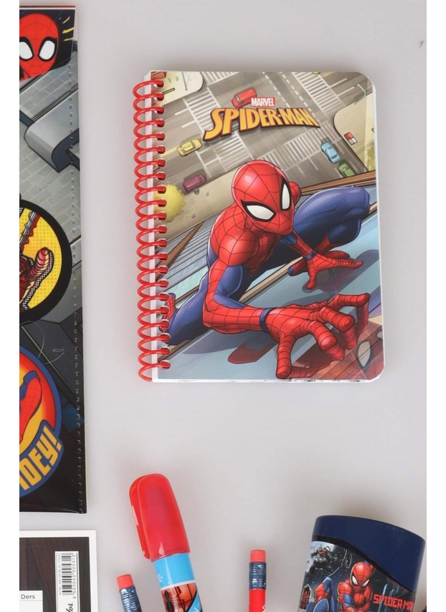 SPIDERMAN Licensed 10 Piece Stationery Set, Snap File, School Label, Memo Pad, 3 Pencils, Pencil Sharpener, Rocket Eraser  - Image 5