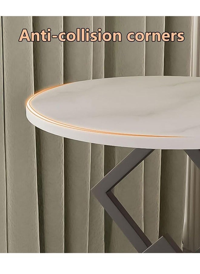 GoldenLike End Table,Round Coffee Table,Modern Sofa Side Table,Bedside Table with Metal-Base,Small Corner Table,for Living Room/Bedroom/Home Office(Style-A)  - Image 3