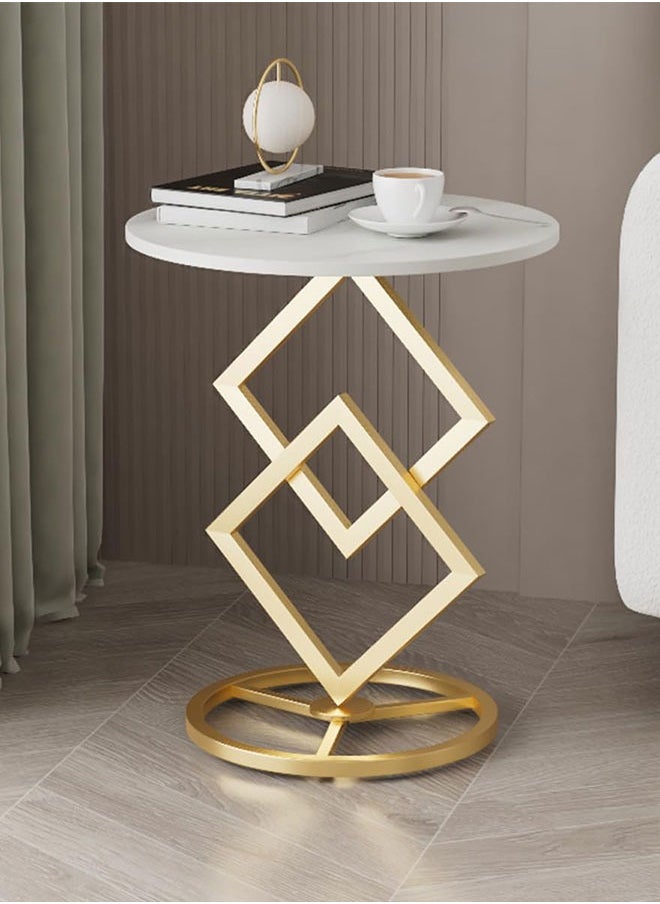 GoldenLike End Table,Round Coffee Table,Modern Sofa Side Table,Bedside Table with Metal-Base,Small Corner Table,for Living Room/Bedroom/Home Office(Style-A)  - Image 1