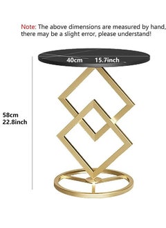 GoldenLike End Table,Round Coffee Table,Modern Sofa Side Table,Bedside Table with Metal-Base,Small Corner Table,for Living Room/Bedroom/Home Office(Style-A)  - Image 2