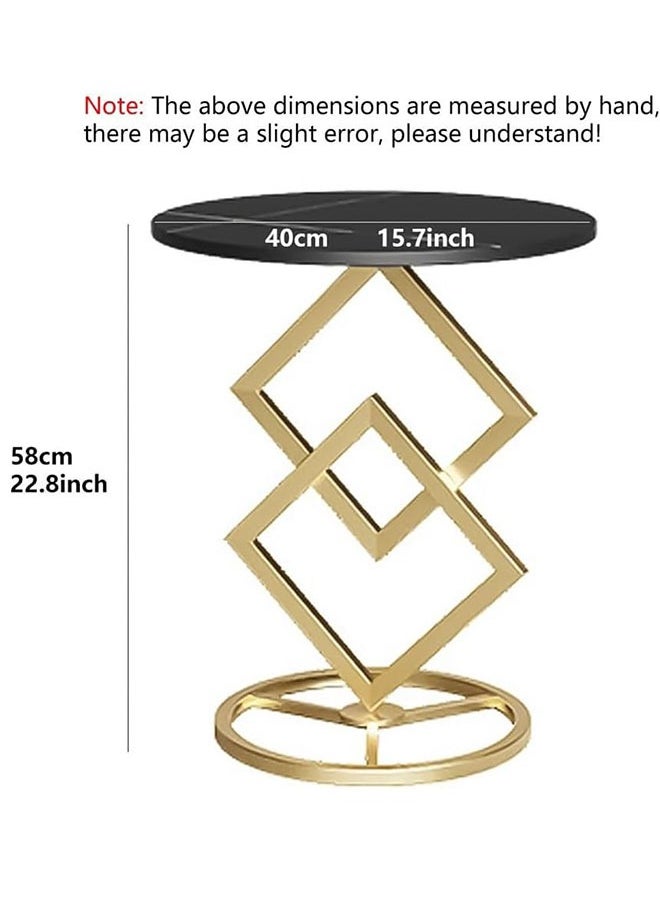 GoldenLike End Table,Round Coffee Table,Modern Sofa Side Table,Bedside Table with Metal-Base,Small Corner Table,for Living Room/Bedroom/Home Office(Style-A)  - Image 2