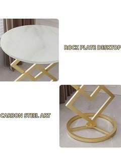 GoldenLike End Table,Round Coffee Table,Modern Sofa Side Table,Bedside Table with Metal-Base,Small Corner Table,for Living Room/Bedroom/Home Office(Style-A)  - Image 5