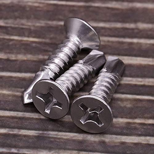 EASTLO #8 x 3/4" Flat Phillips Drive Head Self Drilling Screws for Metal, 410 Stainless Steel Sheet Metal Tek Screws, Countersunk Head, Quick Self Tappers for Indoor Outdoor, 100 pcs - Image 2