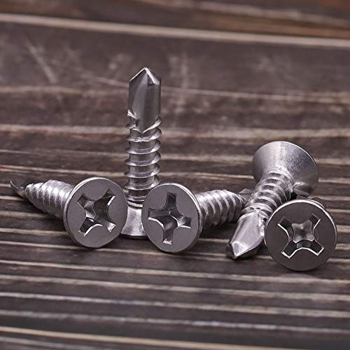 EASTLO #8 x 3/4" Flat Phillips Drive Head Self Drilling Screws for Metal, 410 Stainless Steel Sheet Metal Tek Screws, Countersunk Head, Quick Self Tappers for Indoor Outdoor, 100 pcs - Image 3