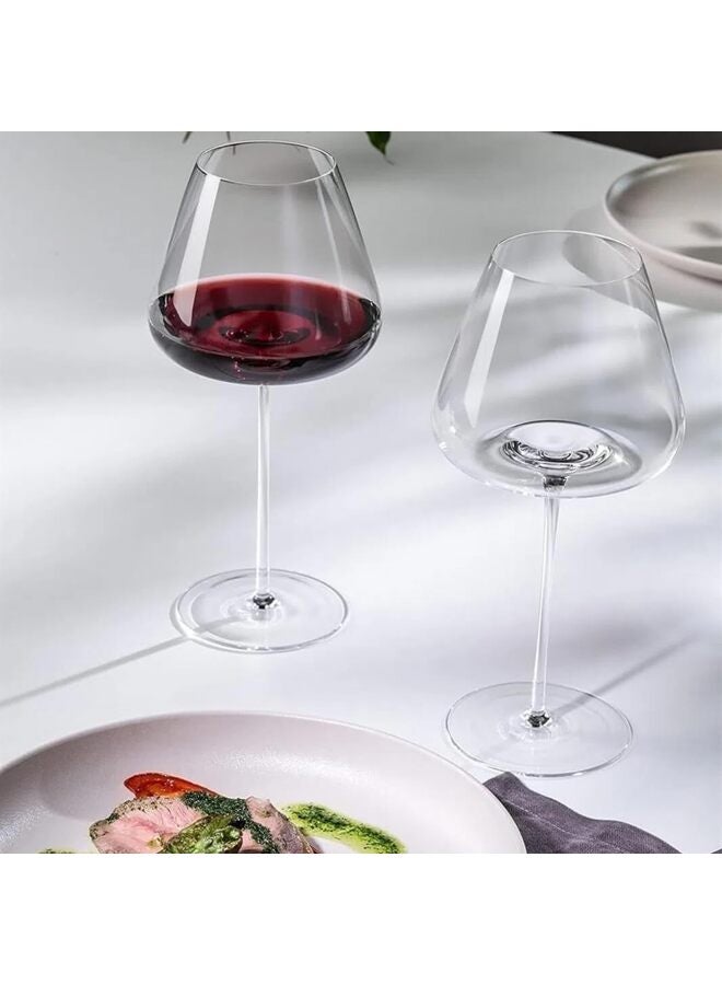 قطعتان من كؤوس النبيذ، كؤوس نبيذ بيضاء أنيقة منفوخة يدويًا، زجاج شفاف كريستالي فاخر لحفلات الزفاف أو الذكرى السنوية أو هدية عيد الميلاد (الحجم: 900 مل) - Image 4