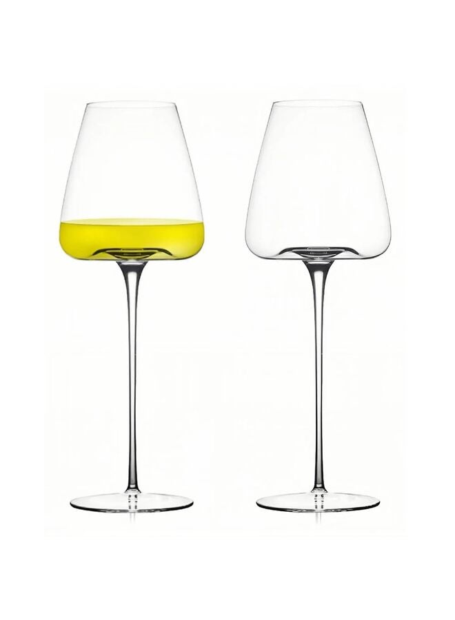 قطعتان من كؤوس النبيذ، كؤوس نبيذ بيضاء أنيقة منفوخة يدويًا، زجاج شفاف كريستالي فاخر لحفلات الزفاف أو الذكرى السنوية أو هدية عيد الميلاد (الحجم: 900 مل) - Image 1