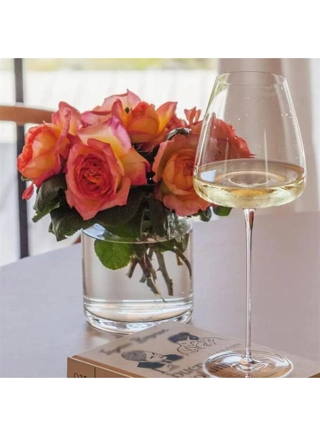 قطعتان من كؤوس النبيذ، كؤوس نبيذ بيضاء أنيقة منفوخة يدويًا، زجاج شفاف كريستالي فاخر لحفلات الزفاف أو الذكرى السنوية أو هدية عيد الميلاد (الحجم: 900 مل) - Image 5