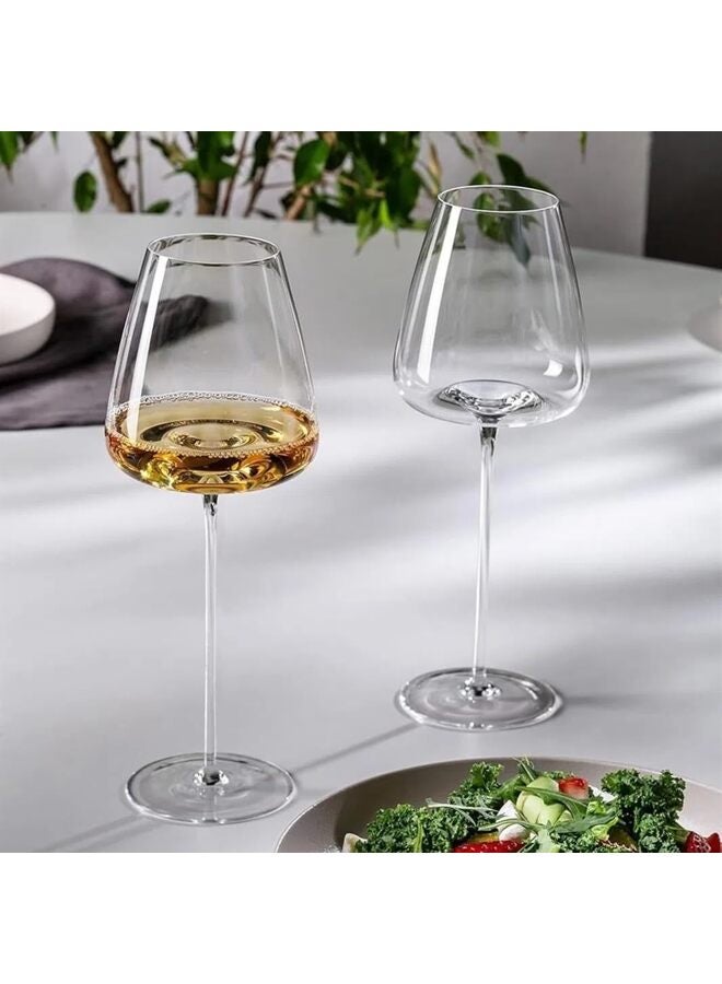 قطعتان من كؤوس النبيذ، كؤوس نبيذ بيضاء أنيقة منفوخة يدويًا، زجاج شفاف كريستالي فاخر لحفلات الزفاف أو الذكرى السنوية أو هدية عيد الميلاد (الحجم: 900 مل) - Image 3