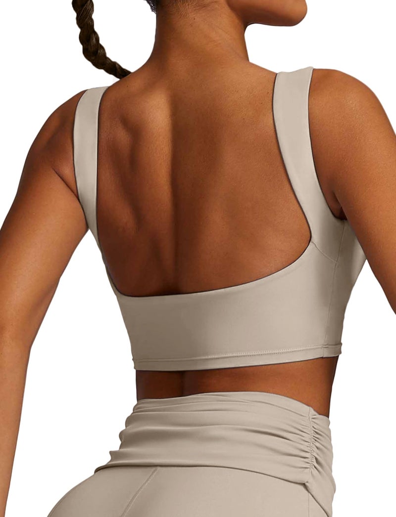 Longline Sports Bra for Women High Impact Wirefree Running Workout Compression Bra Exercise Yoga Padded Crop Tops