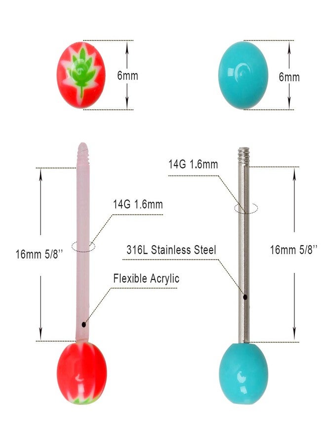 CrazyPiercing Wholesale 14g Tongue Rings Barbells Assorted Colors 110 PCS Acrylic Ball - Image 2