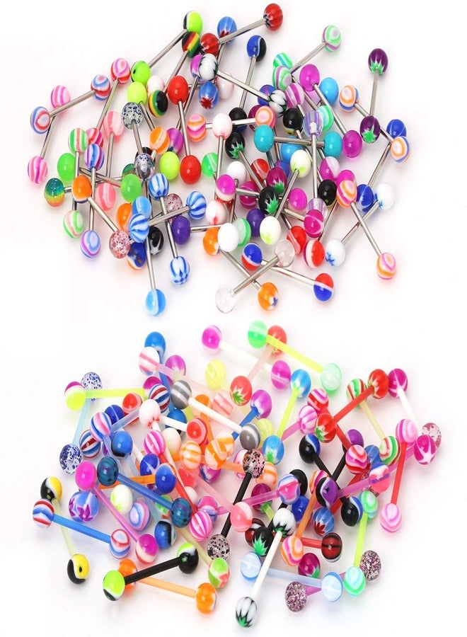 CrazyPiercing Wholesale 14g Tongue Rings Barbells Assorted Colors 110 PCS Acrylic Ball - Image 1