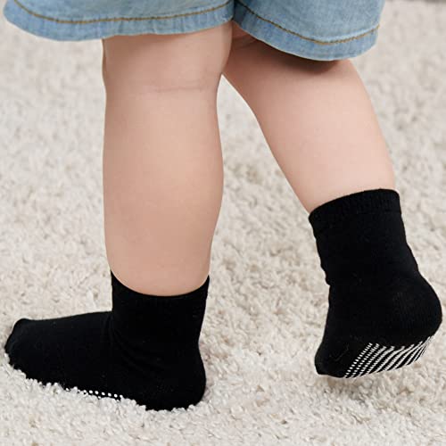 ZAPLES Baby Non Slip Grip Crew Socks with Anti Skid Soles for Infants Toddlers Kids Boys Girls, Assorted 12 Pack, 12-36 Months - Image 4