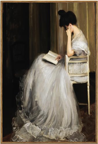 KBKBART Vintage Wall Art Framed Canvas Art MidCentury Lady Classical Women Painting Picture European Portrait Wall Decor for Bedroom Bathroom 16x24 - Image 1