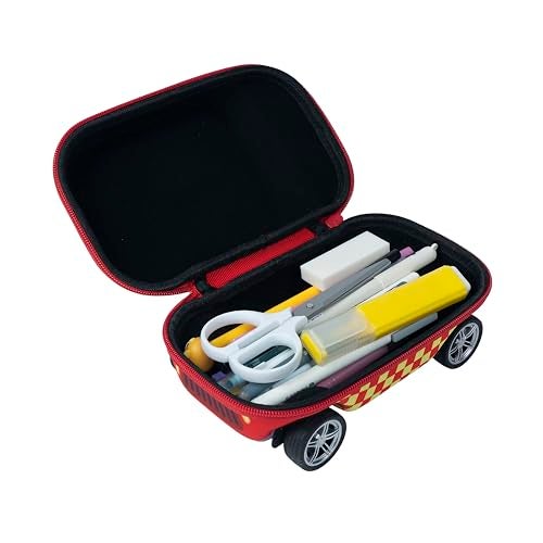ZIPIT Fire Truck Pencil Case for Boys, Large Capacity Pencil Box for School with Spinning Wheels, Red - Image 4