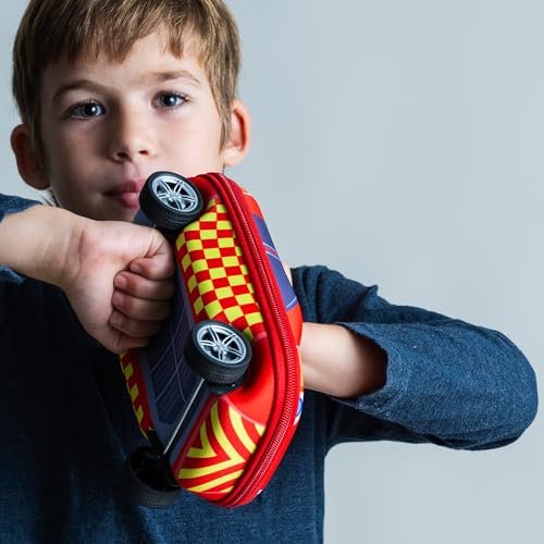 ZIPIT Fire Truck Pencil Case for Boys, Large Capacity Pencil Box for School with Spinning Wheels, Red - Image 5