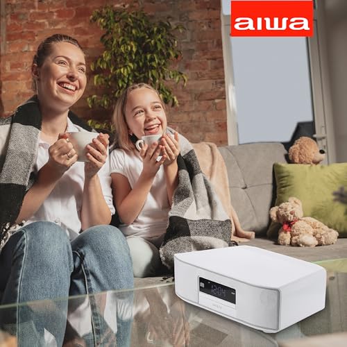 AIWA Exos Home Speaker Premium 30W RMS Sound System with CD Player Bluetooth Connectivity FM Radio Optical Digital Input Dual 1 Tweeters Dual 2 Bass Units IR Remote Control White - Image 3