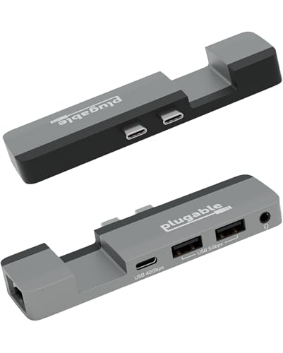 Plugable 5in1 USB C Hub for MacBook Pro Air M1M2M3M4M5 Thunderbolt 4 Compatible MagSafe Ready 40Gbps Data Gigabit Ethernet 2X USB 30 Slim Portable Adapter with PassThrough Charging - Image 1