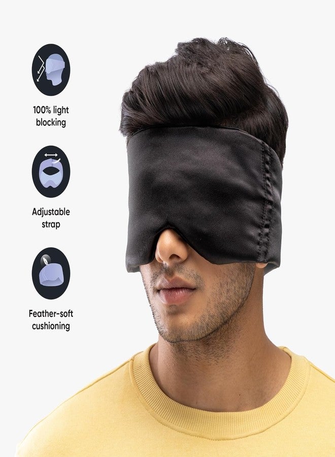 Sleep Eye Mask with Adjustable Strap Cushioned Black Eye Cover for Sleeping Travel Rest and Light Blocking - Image 3