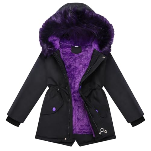 AIMISYOU Girls Heavyweight Padded Puffer Jacket Size 8-10 Winter Coats Kids Black Clothes - Image 1