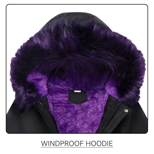 AIMISYOU Girls Heavyweight Padded Puffer Jacket Size 8-10 Winter Coats Kids Black Clothes - Image 3