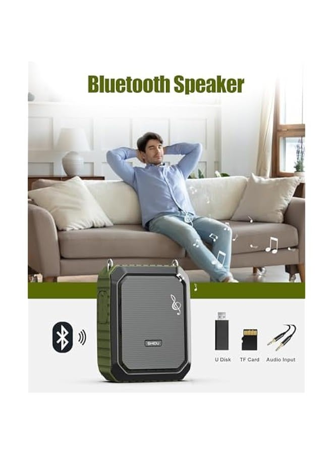 Voice Amplifier for Teacher with Portable Microphone and Speaker, 18W Megaphone with Wired Mic Headset, IPX5 Waterproof & Rechargeable Bluetooth Speaker Systems for Tour Guide (NOT Wireless) - Image 4