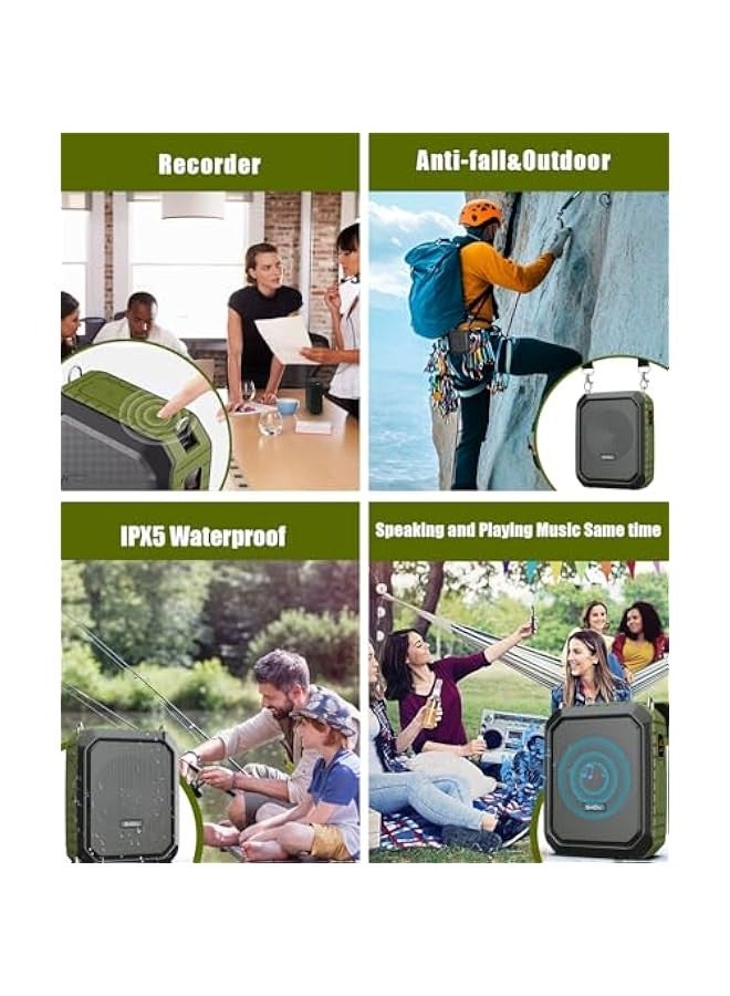 Voice Amplifier for Teacher with Portable Microphone and Speaker, 18W Megaphone with Wired Mic Headset, IPX5 Waterproof & Rechargeable Bluetooth Speaker Systems for Tour Guide (NOT Wireless) - Image 5