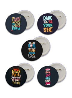 D2c D2C Stainless Steel Safety Pin Printed Positive Vibes & Motivational Quotes Design Glossy Finished Button Badges | Pack of 5 (58 mm)  - Image 1