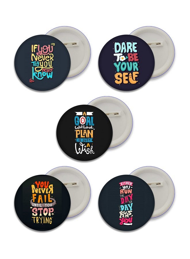 دي2سي شارات أزرار لامعة من الفولاذ المقاوم للصدأ بتصميم مطبوع عليه عبارات إيجابية وتحفيزية من D2C | عبوة من 5 قطع (58 مم) - Image 1