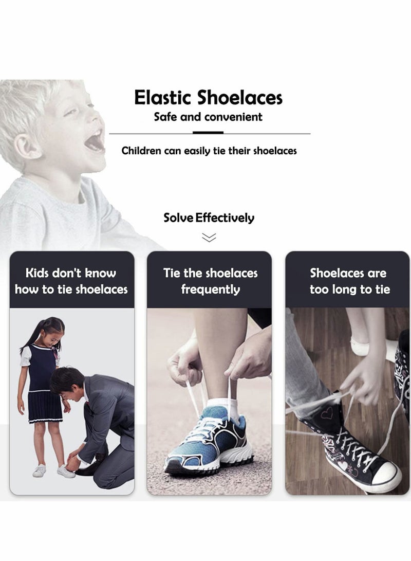Excefore 4 Pair No Tie Laces Elastic Shoelaces Universal Quick Tie Shoe Laces with Metal Buckle for Kids and Adults (4 Colors) - Image 3