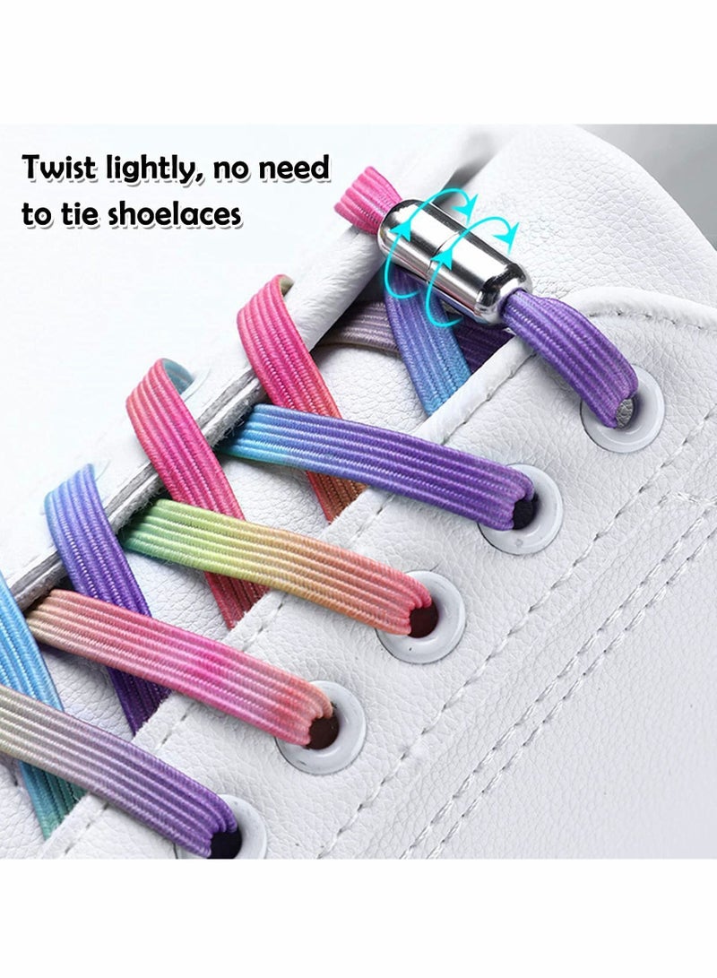 Excefore 4 Pair No Tie Laces Elastic Shoelaces Universal Quick Tie Shoe Laces with Metal Buckle for Kids and Adults (4 Colors) - Image 2